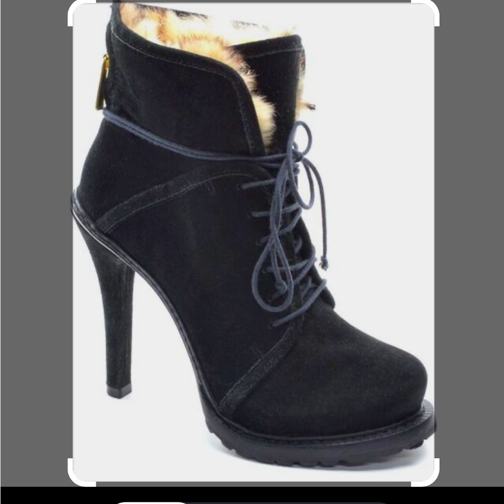 Elizabeth and James Black Suede and Fur Boot’s